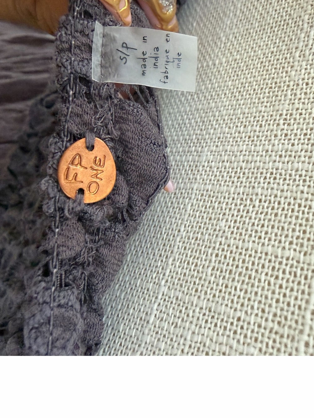 Free People Adella Lace Slip Dress Gray Small Boho Asymmetric Mini - Picture 4 of 12